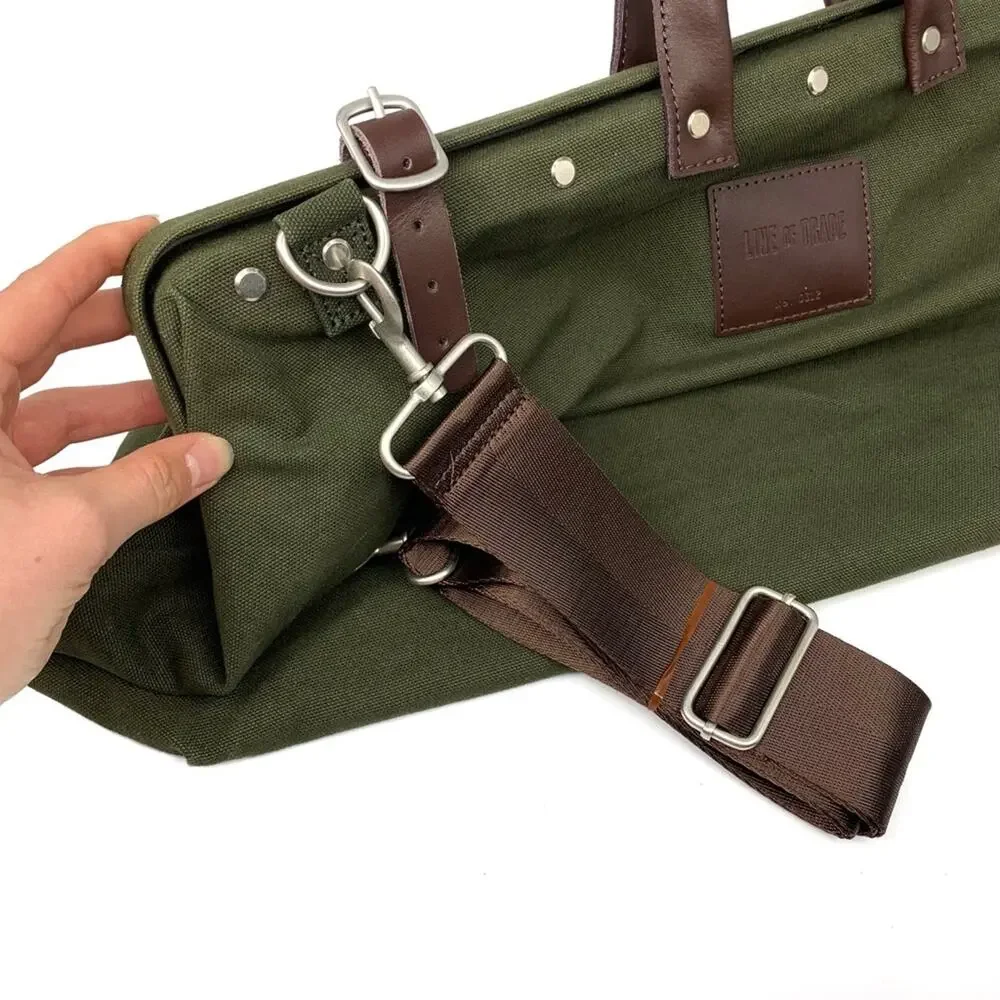 LINE OF TRADE Canvas Weekender Duffle Bag Olive Green